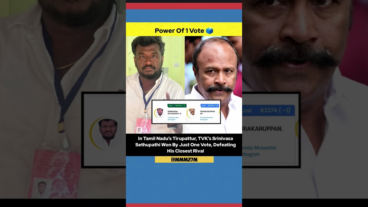 The Power of 1 Vote! TVK Wins by Just One Vote in Tirupattur 🗳️#trending