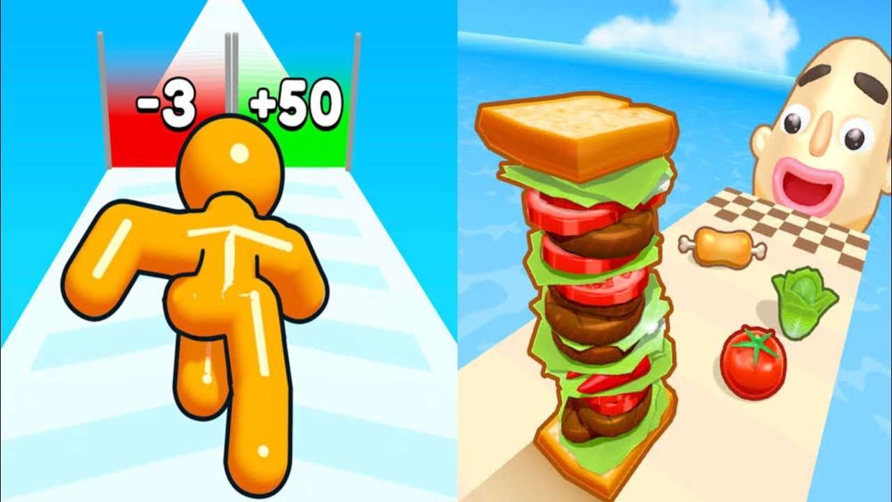 Tall Man Run VS Sandwich Runner - Android iOS Gameplay Walkthrough Ep 1