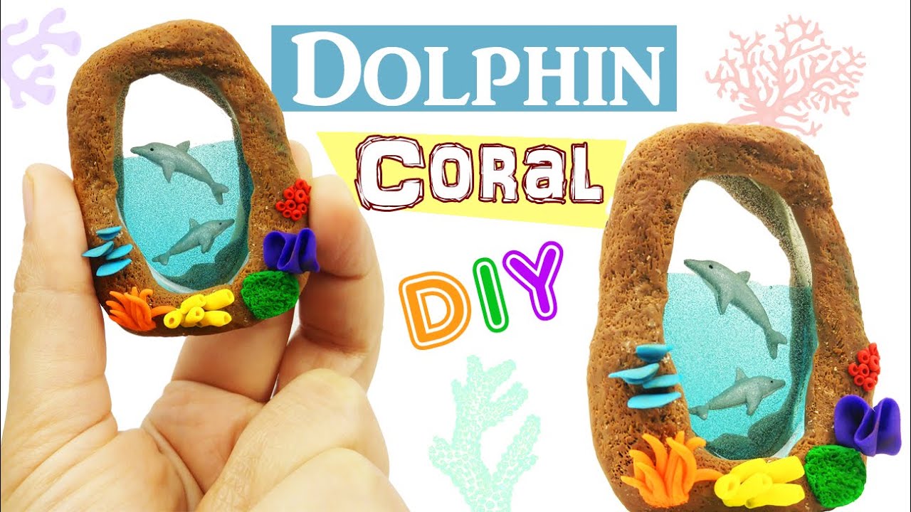 DIY MINIATURE DOLPHINS  ENVIRONMENT Polymer Clay & Resin tutorial - how to make dolphin aquarium