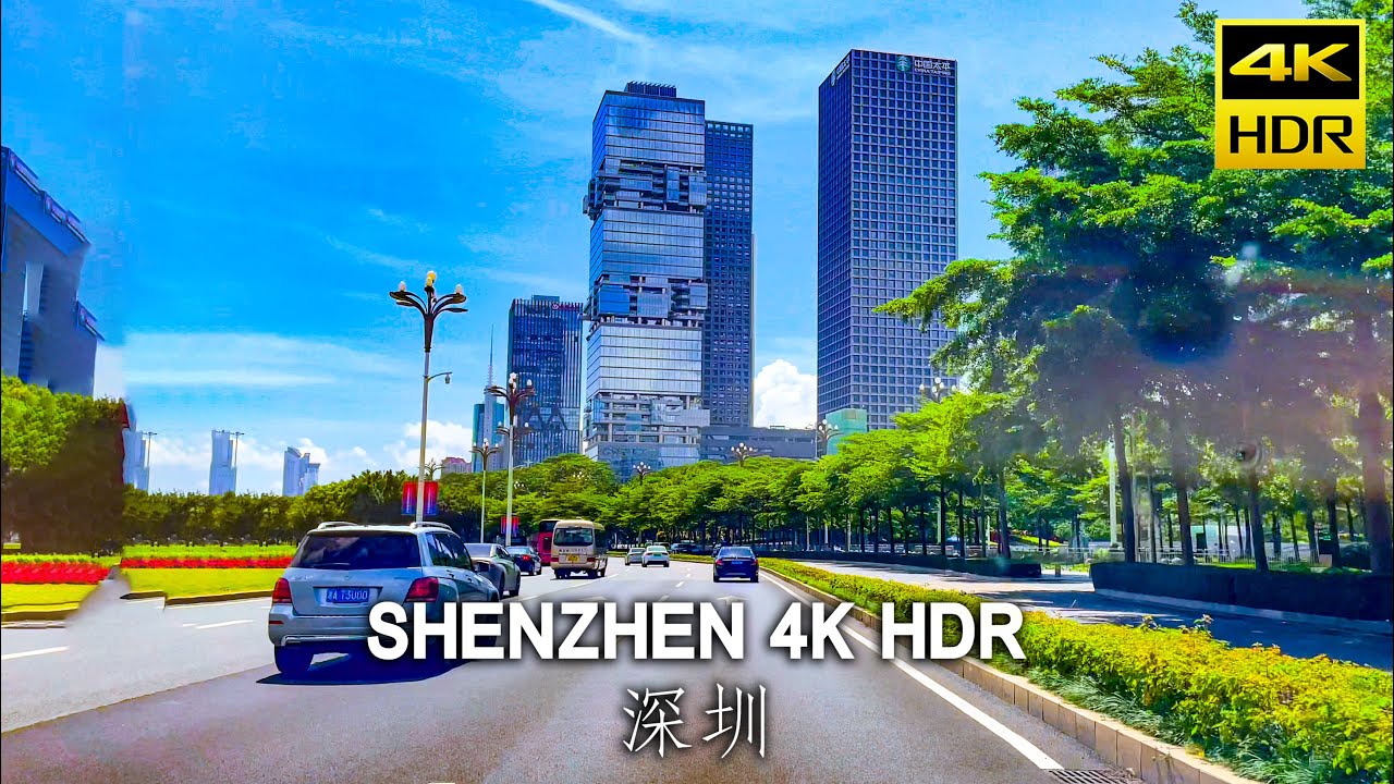 Driving around downtown Shenzhen: the fastest growing city in the world | 4K HDR