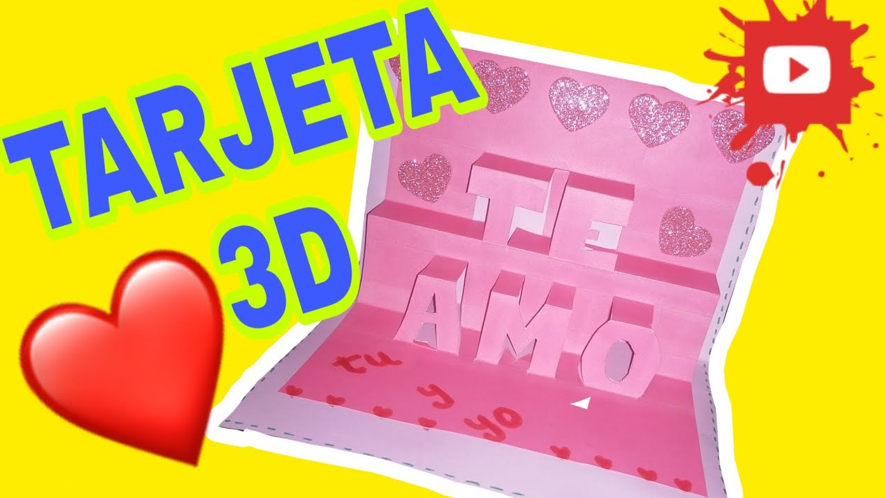 Como HACER una tarjeta 3D te amo con alto relieve.. 😍😍💓💪🥰