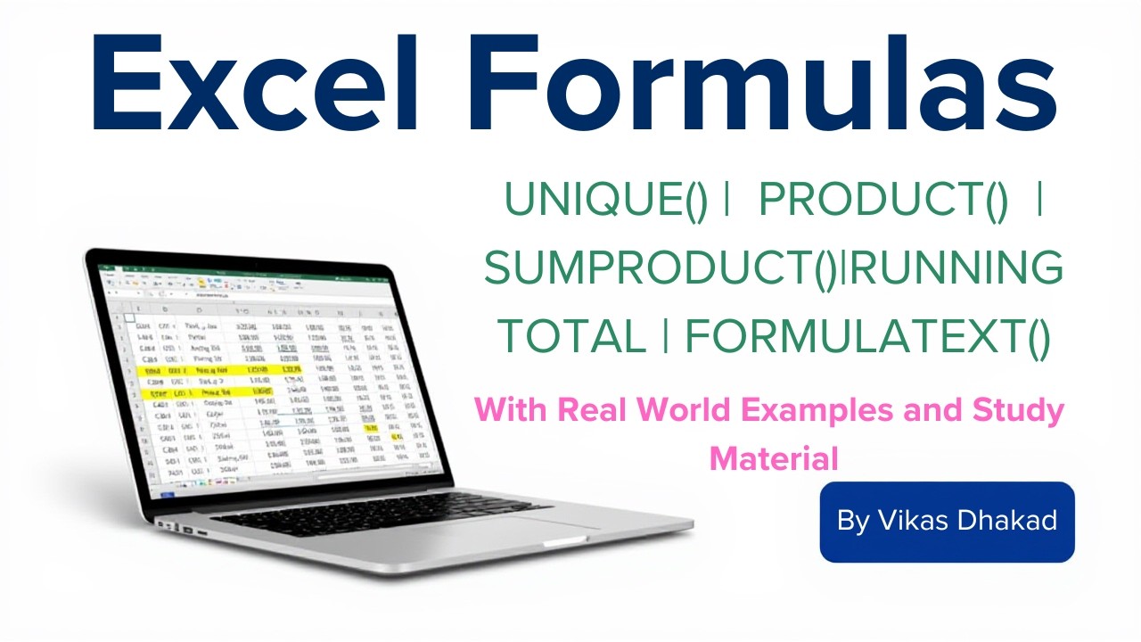 Excel Advanced Formulas Tutorial | UNIQUE, SUMPRODUCT, PRODUCT, Running Total, FORMULATEXT Explained