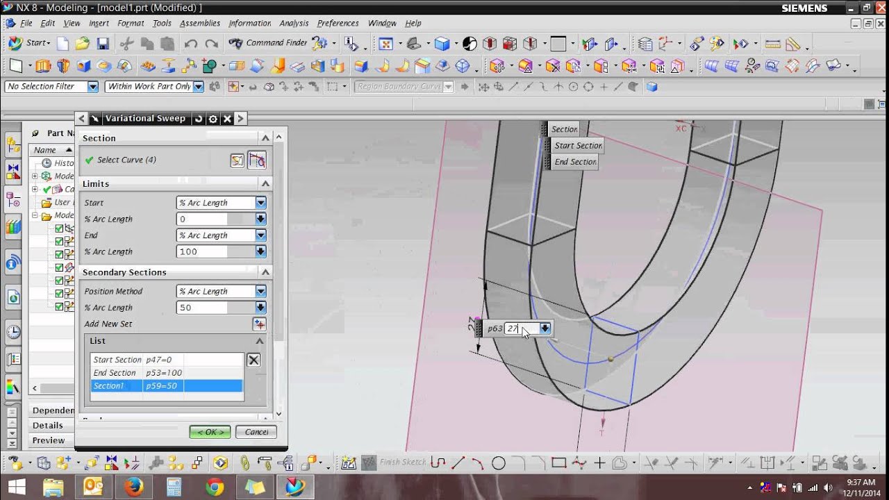 Variational sweep in NX