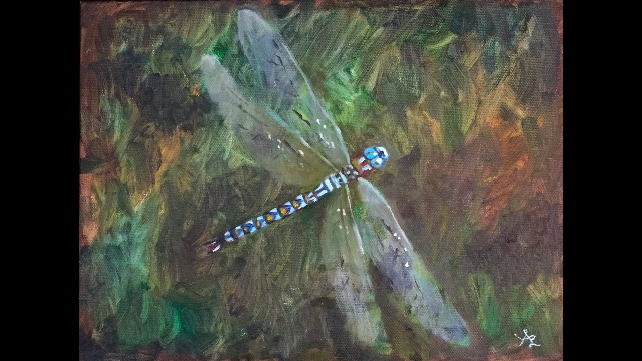 Blue Dragonfly Time Lapse Oil Painting