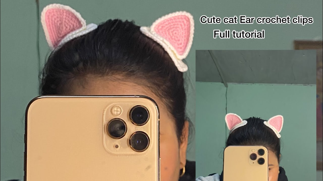 Viral cute cat Ear crochet clips ✨|Easy to beginner crochet hair clip Tutory