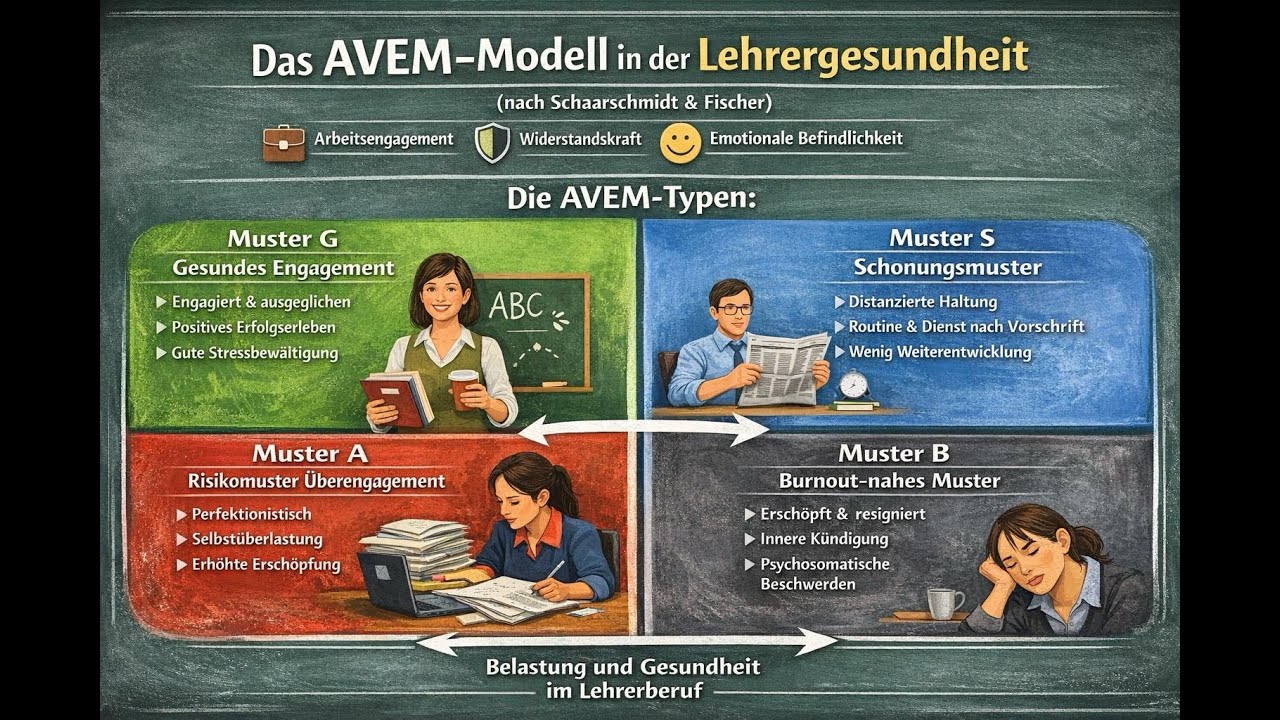 Einstellung zu Arbeit und Gesundheit - Das AVEM-Modell nach Schaarschmidt/Fischer #lehrergesundheit