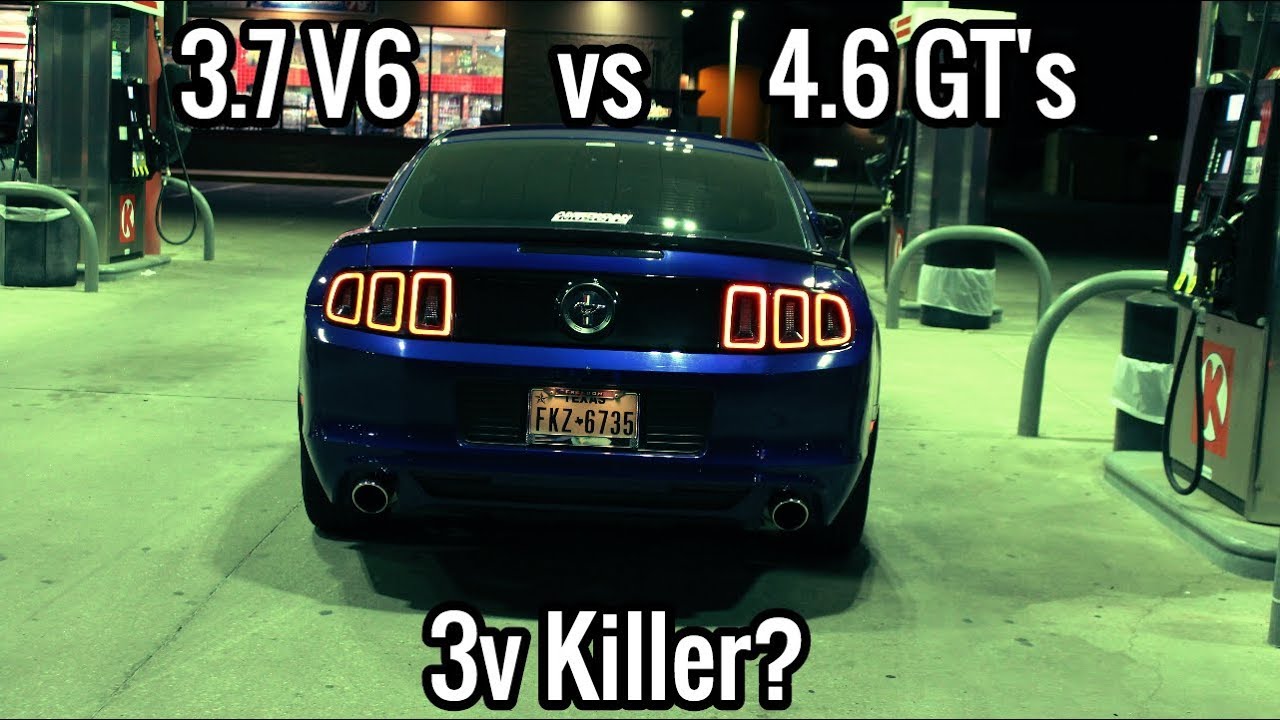 Tuned Mustang 3.7 (v6) VS Three 4.6 Mustang GT's (v8's)