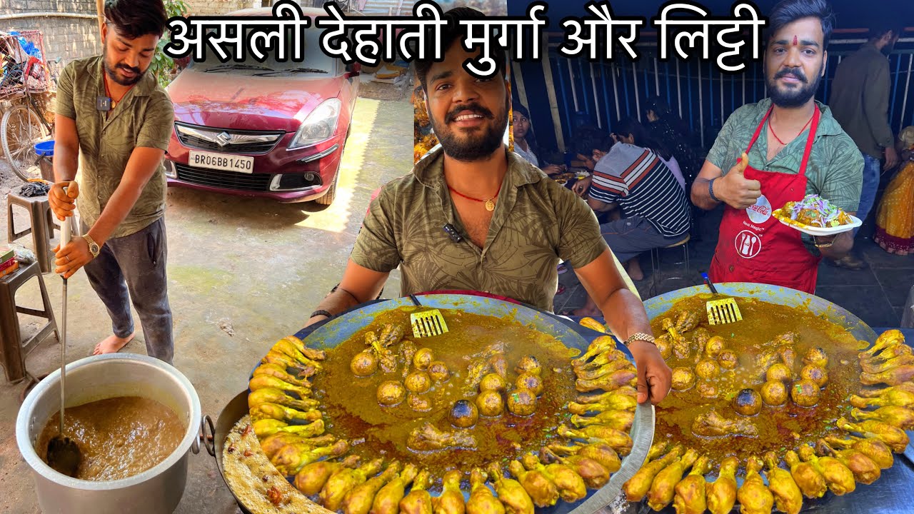 Patna में नदी किनारे खिला रहे ठेठ Bihari Style Dehati Chicken Litti||हलवाई जैसा बनाते रोज 30Kg चिकन