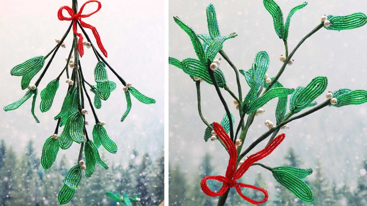 French beaded mistletoe - bead and wire flowers