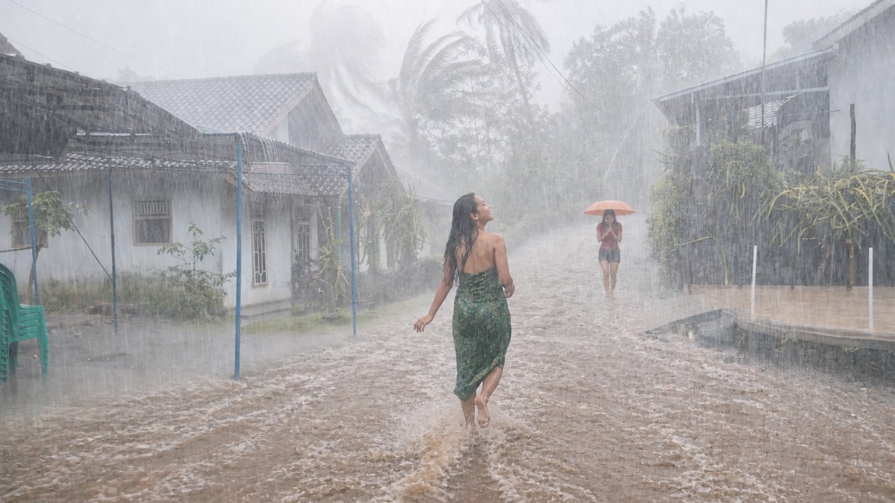 SCARY !! ⚡🌧️ Extreme Thunderstorms and Heavy Rain in Red Soil Village | Rain Sounds for Insomnia