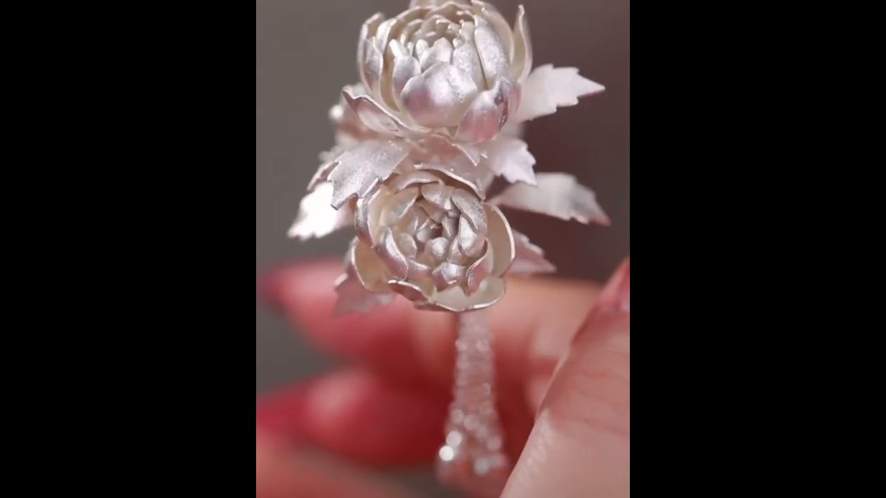 hair accessory #accessory #flower #peony #silver