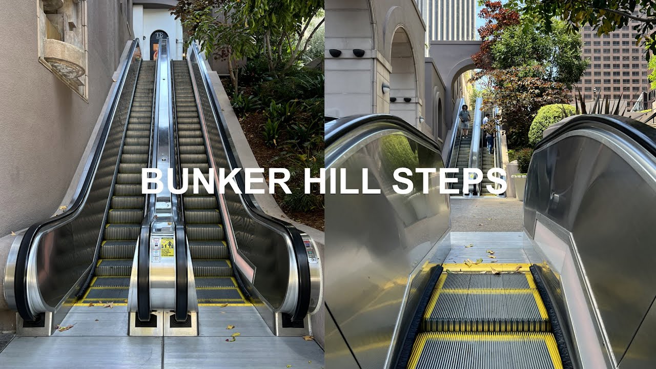 Awesome Outdoor Montgomery Single-File Escalators - Bunker Hill Steps - Los Angeles, CA