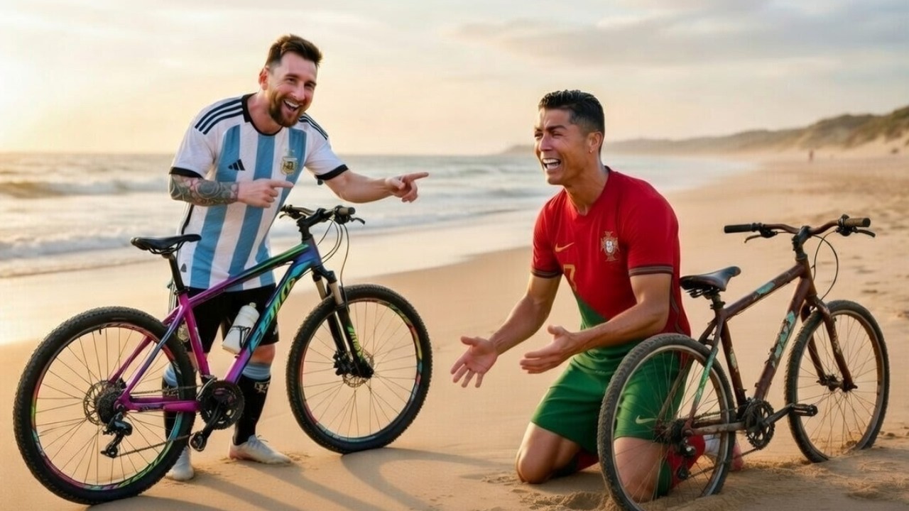 Ronaldo Stole Messi's Pomegranate Bike... Then Broke Down Crying 😭🍎 What Happened Next! ❤️