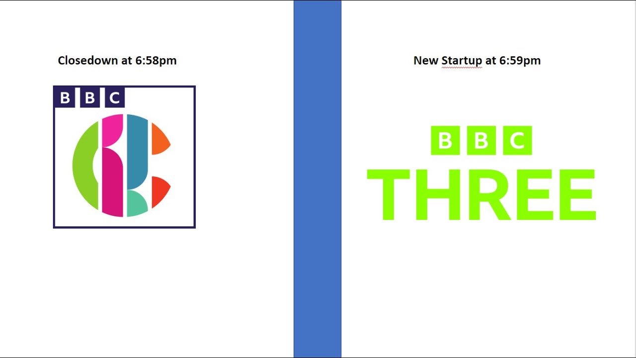 CBBC Closedown and New BBC Three Startup (7.9.22)