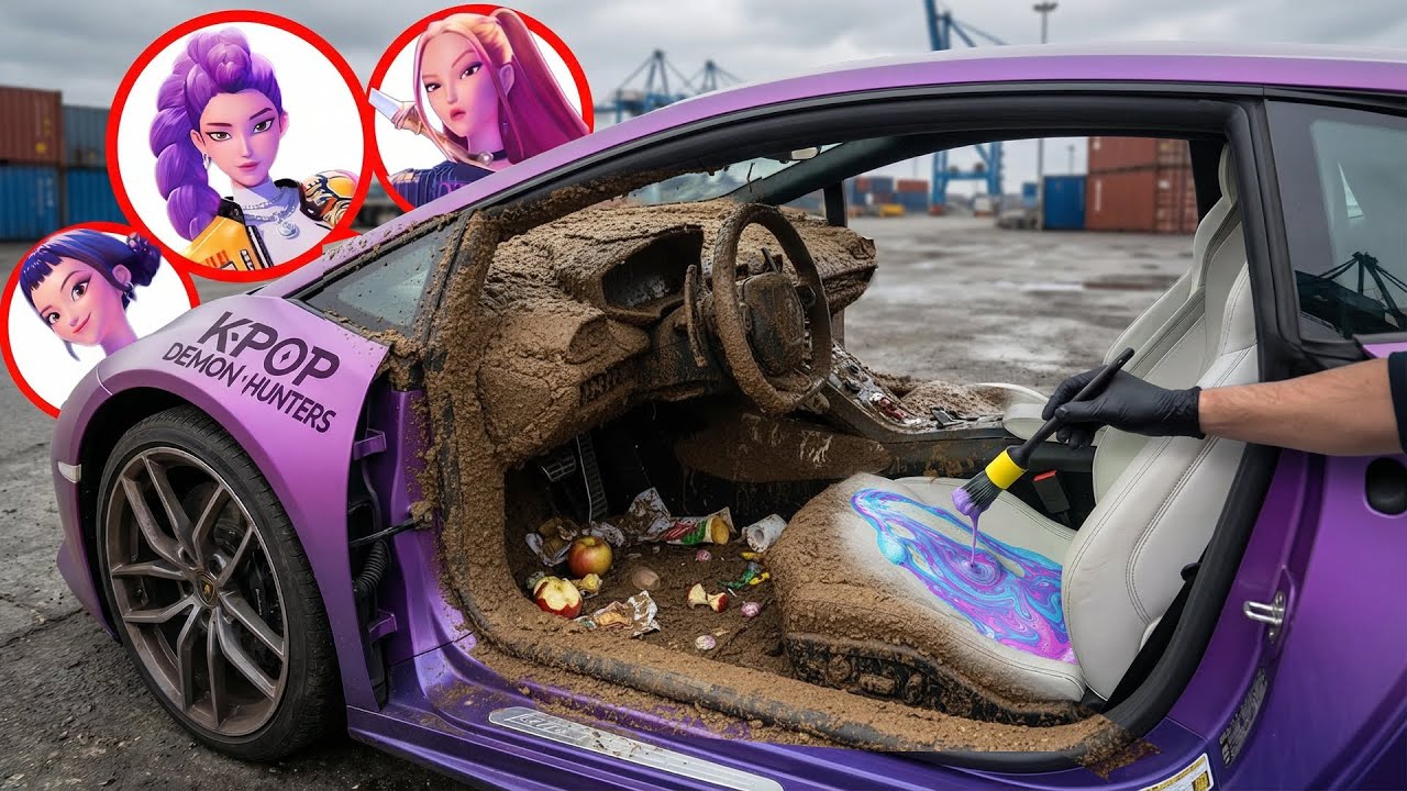 Deep Clean Abandoned K-Pop Car | Removing Dirt from Huntrix Demon Hunters Car