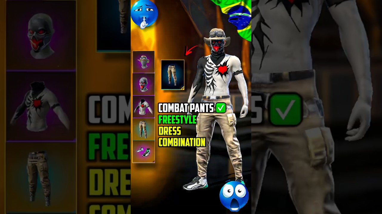 FREESTYLE 🇧🇷 DRESS COMBINATION 👺 WITH COMBAT PANTS 🔥 FREE FIRE 🔥