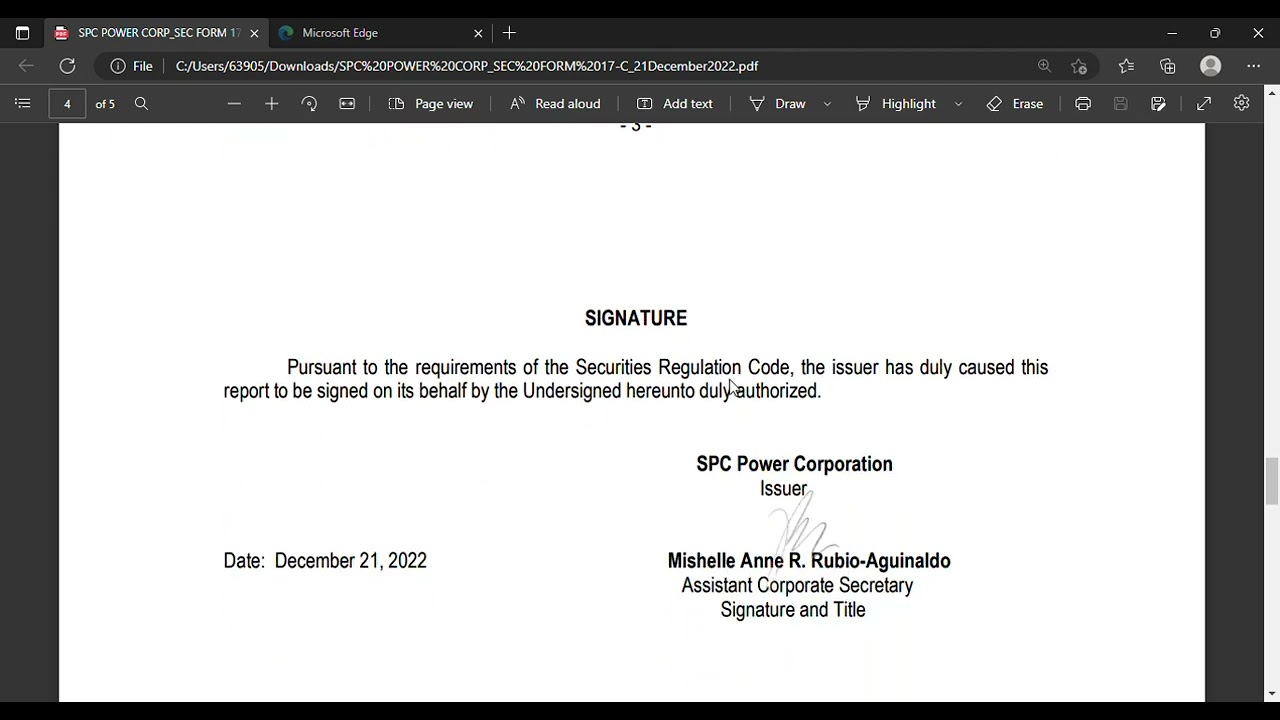 SPC POWER CORP SEC FORM 17 C : The Business of Renewable Energy in the Philippines