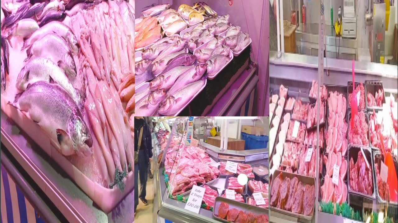 Meat and Fish Market in Birmingham Uk 🐟🦐🦑🍗🥩