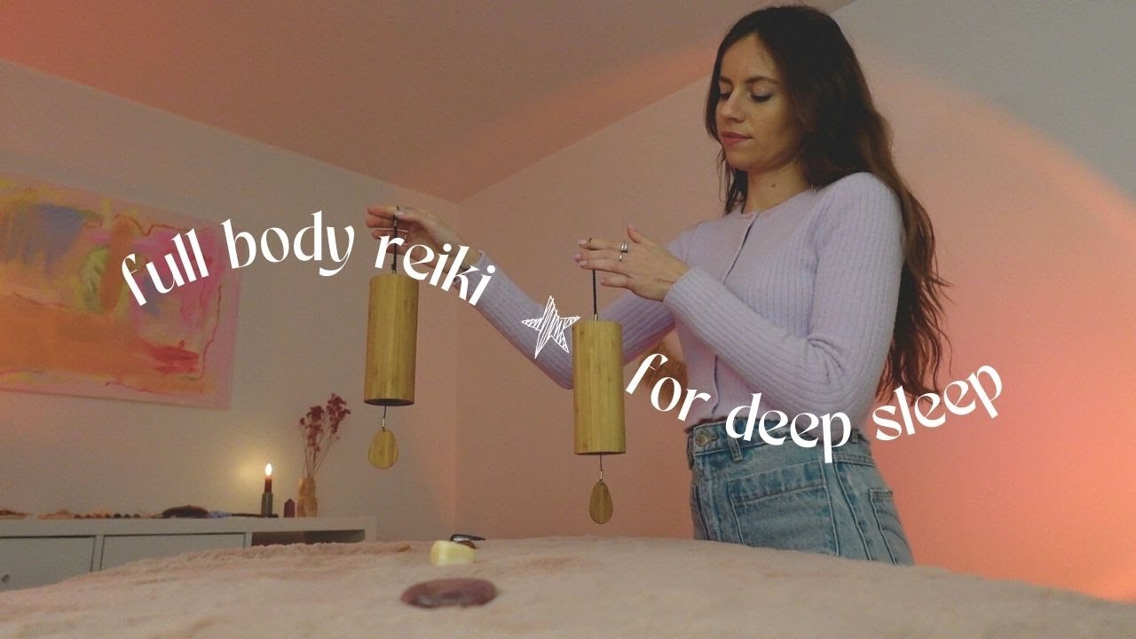 ASMR REIKI full body scan for DEEPEST sleep ever 😴 koshi chimes, slow hypnotic hand movements