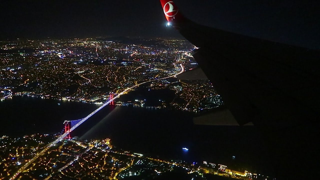 Заход и посадка в Стамбуле Boeing 737-800 Turkish Airlines