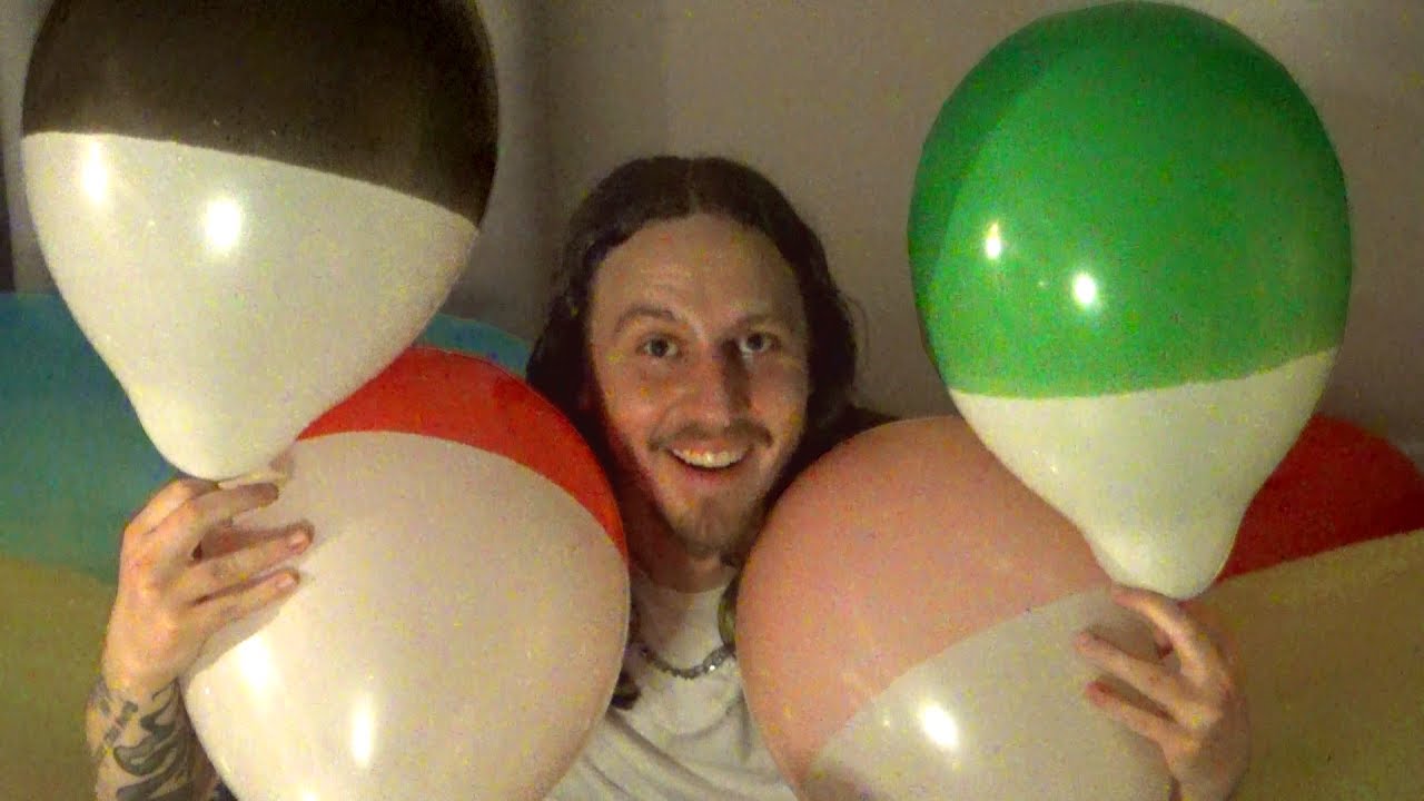 ASMR Blowing up Half and Half Coloured Themed Balloons