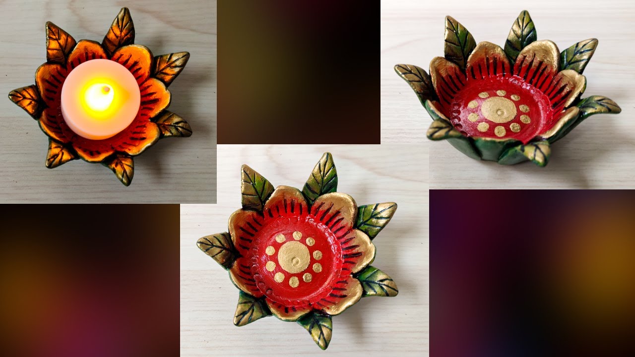 Easy Diya Decoration at Home using Clay | Diya Stand | Diwali Diya Decoration