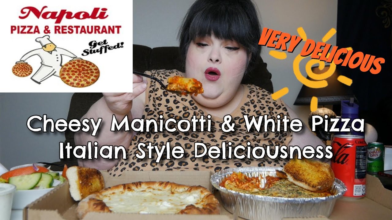 Cheesy Manicotti & White Pizza Italian Style Deliciousness from Napoli Mukbang Eating Show