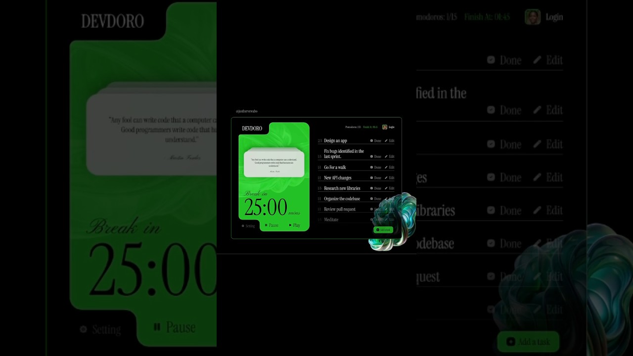 Pomodoro modern App design. #webdesign #appdesigner