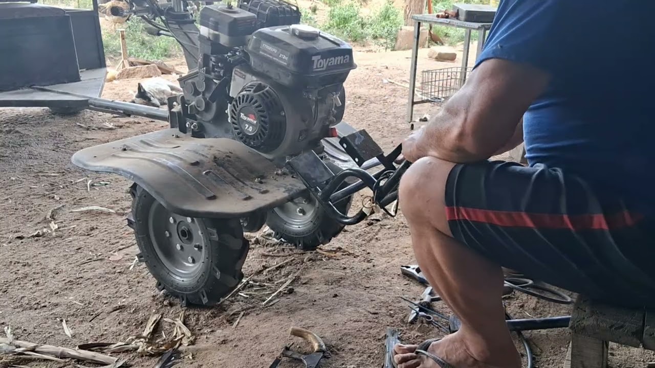 Modifiquei a frente do meu tratorito moto cultivador Toyama.