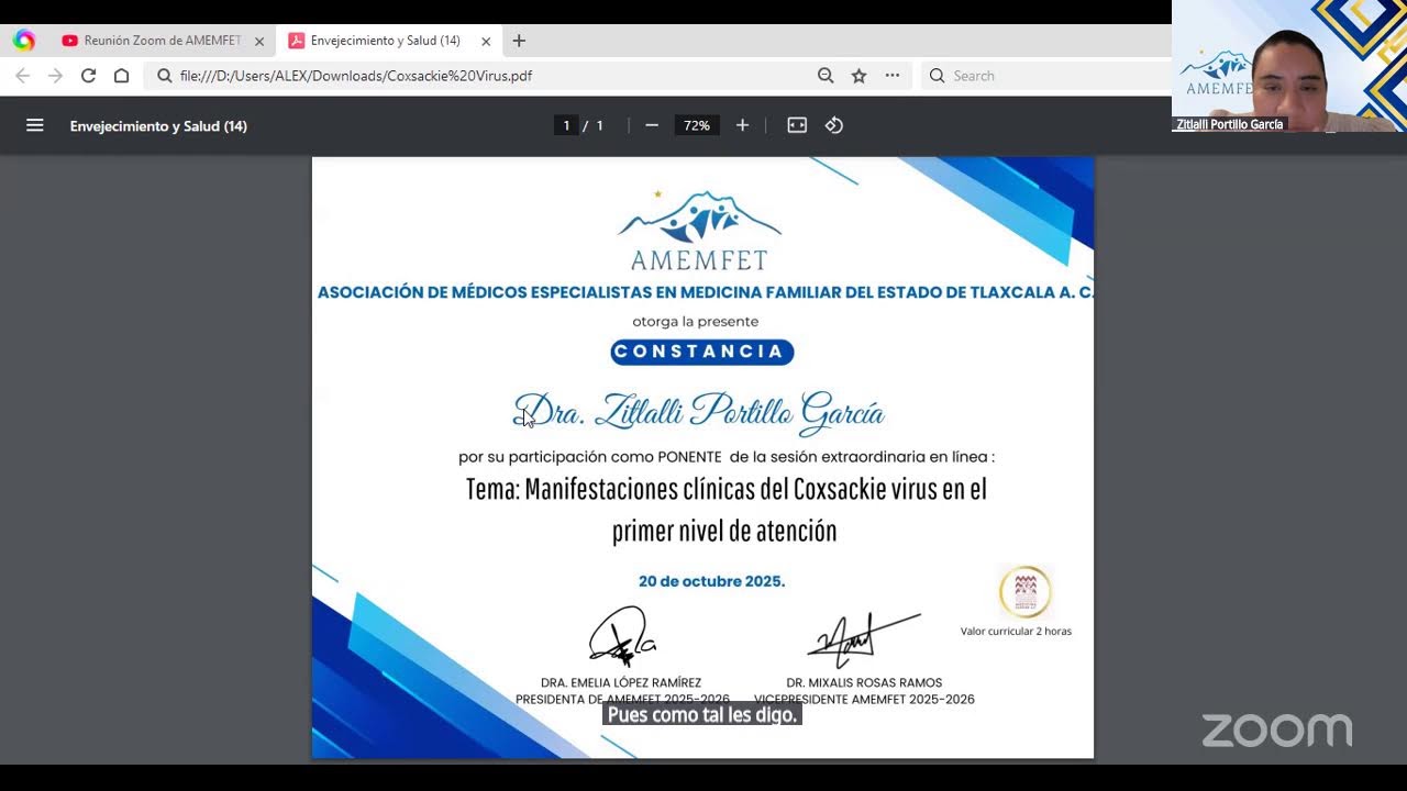 Reunión Zoom de AMEMFET Tlaxcala