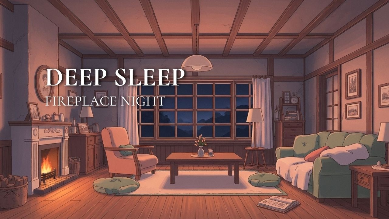Late Spring Fireplace Evening — Warm Night Ambience for Deep Sleep | 1 Hour