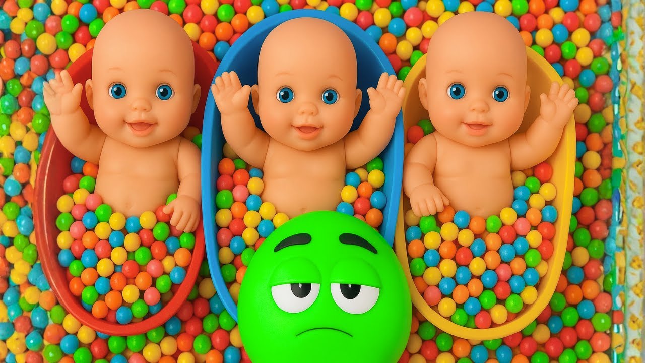 5 Minutes Satisfying with Full of 3 Rainbow BathTubs Candy with M&M's & Magic Slime Cutting Video 9