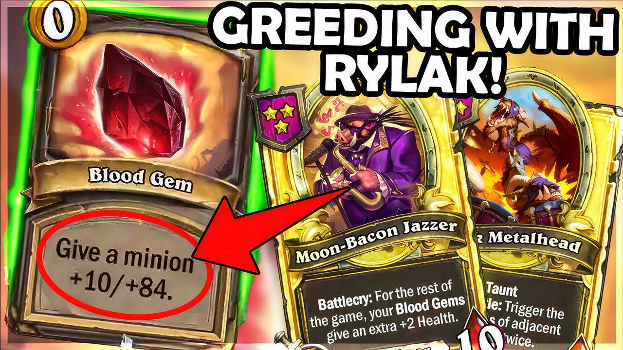 HUGE Blood Gems by Rylak Metalhead and Moon-Bacon Jazzer! | Hearthstone Battlegrounds