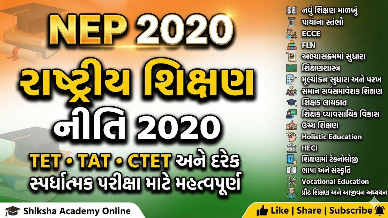 રાષ્ટ્રીય શિક્ષણ નીતિ 2020 | NEP 2020 | TET TAT CTET અને દરેક સ્પર્ધાત્મક પરીક્ષા માટે મહત્વપૂર્ણ