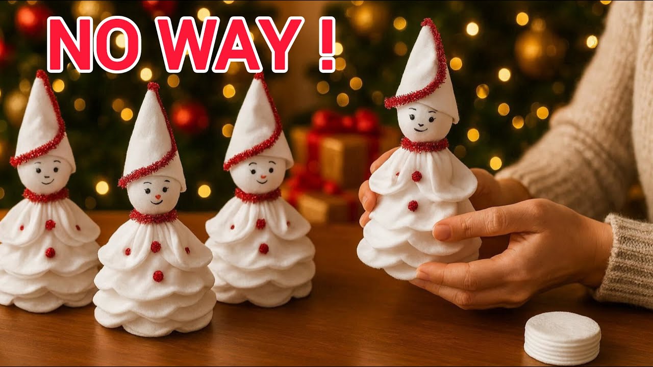 NO WAY! DIY Christmas Gnome Ornament using Cotton Pads - NO-SEW Craft Idea🎄