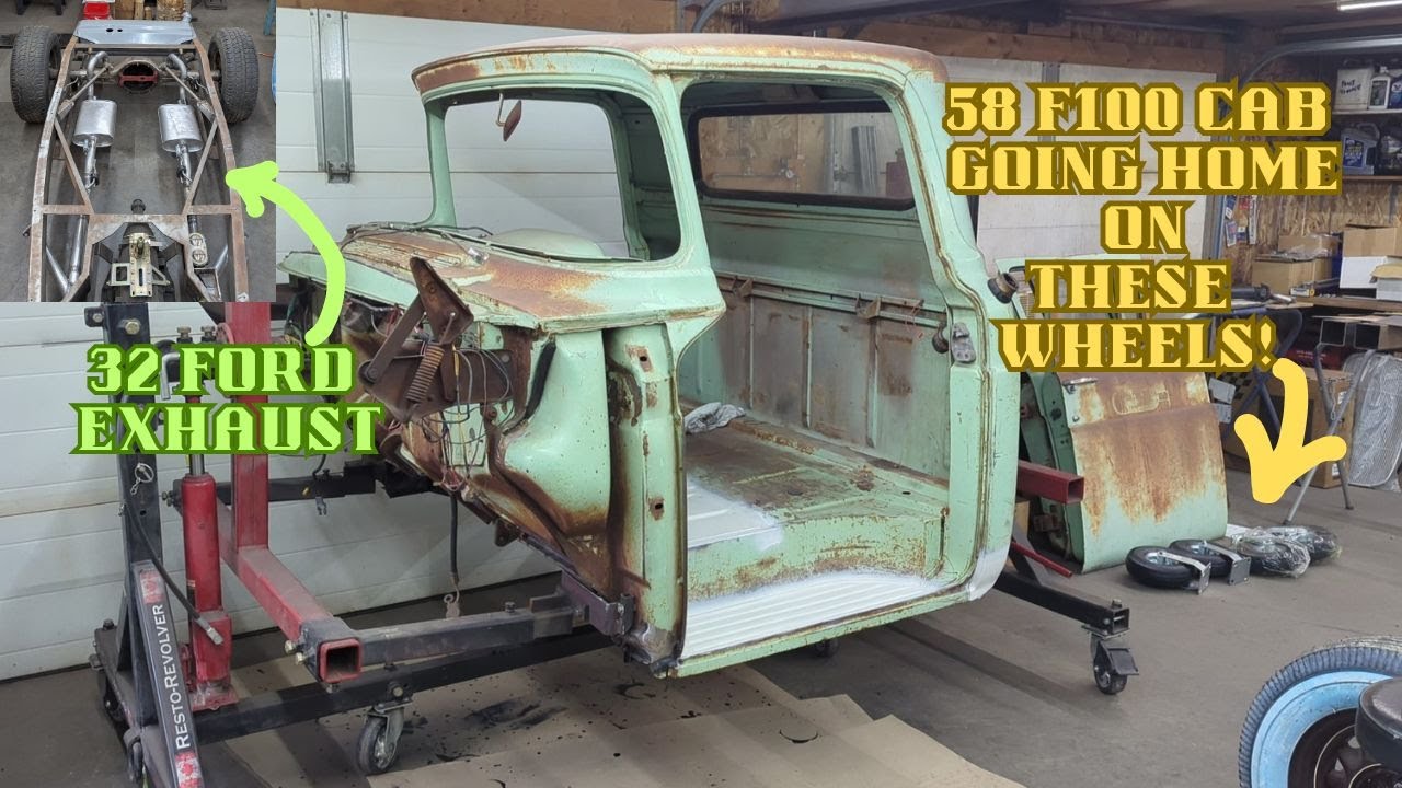 1958 F100 Cab metal work done, 1932 Roadster tailpipe position decided