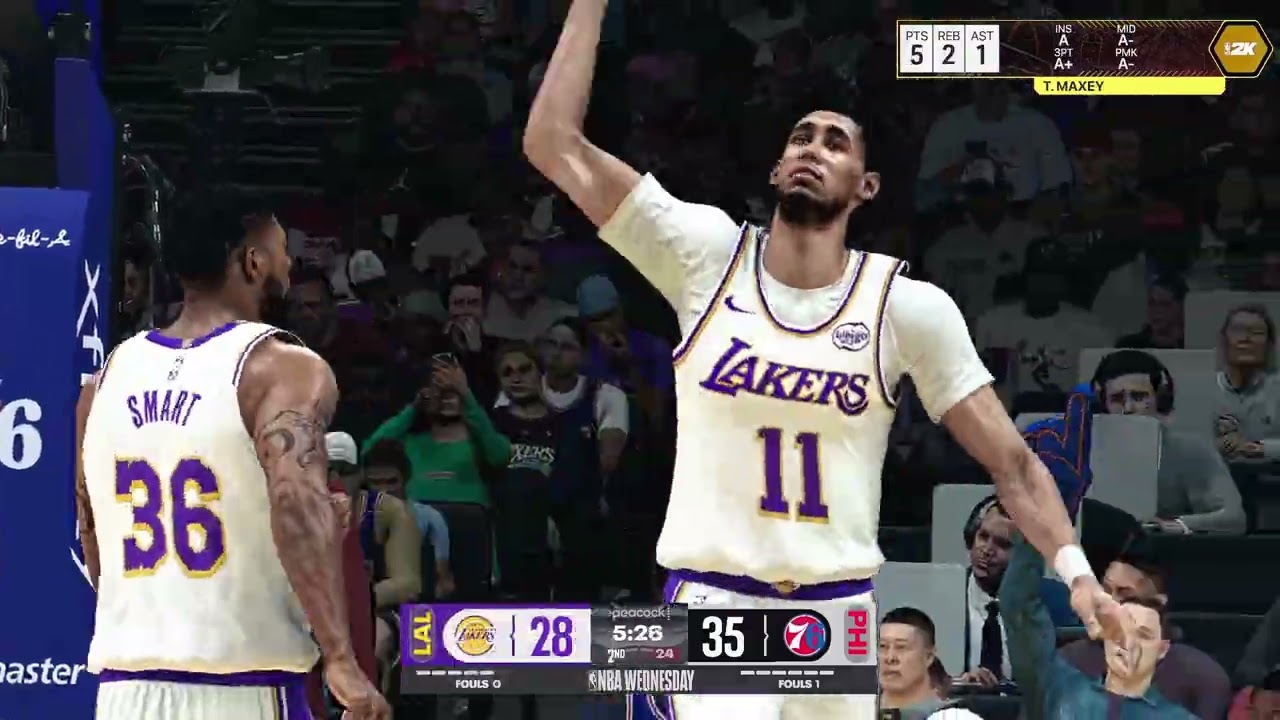 PRIME PAUL GEORGE DROPS 52 PTS | NBA 2K26 PC GAMEPLAY | LAKERS VS SIXERS | PEACOCK SCOREBOARD