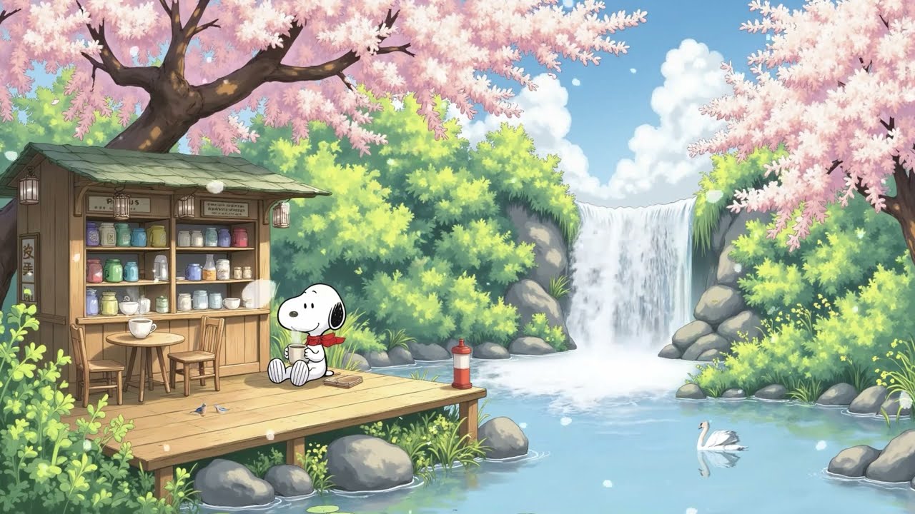 Snoopy's Porch Cafe Lofi 🌸 Soft & Relaxing Spring Morning Mood ☕ Lofi Deep Focus for Quiet Moments