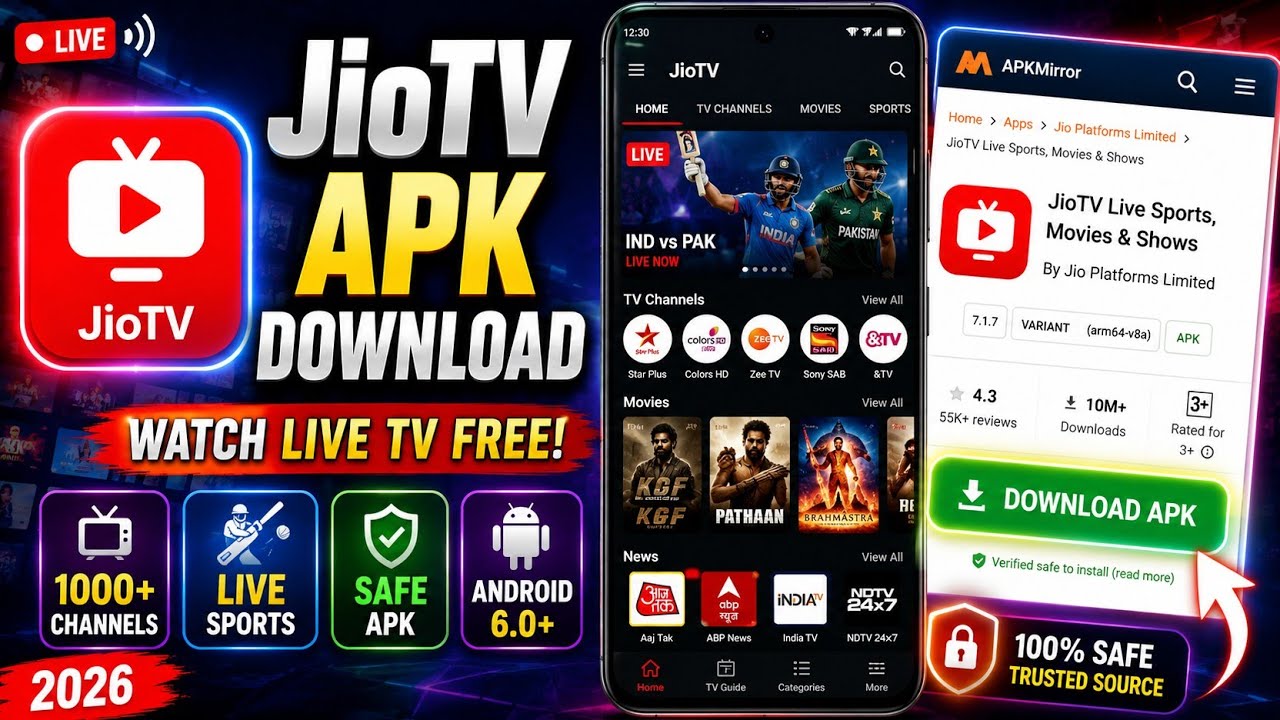 jioTV APK Download Latest Version (2026) | Watch Live TV on Android