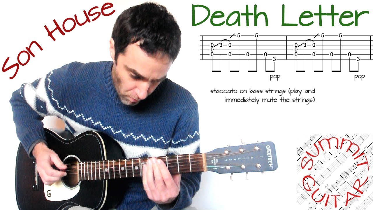 Son House - Death Letter - Slide guitar lesson / cover / tutorial with tablature