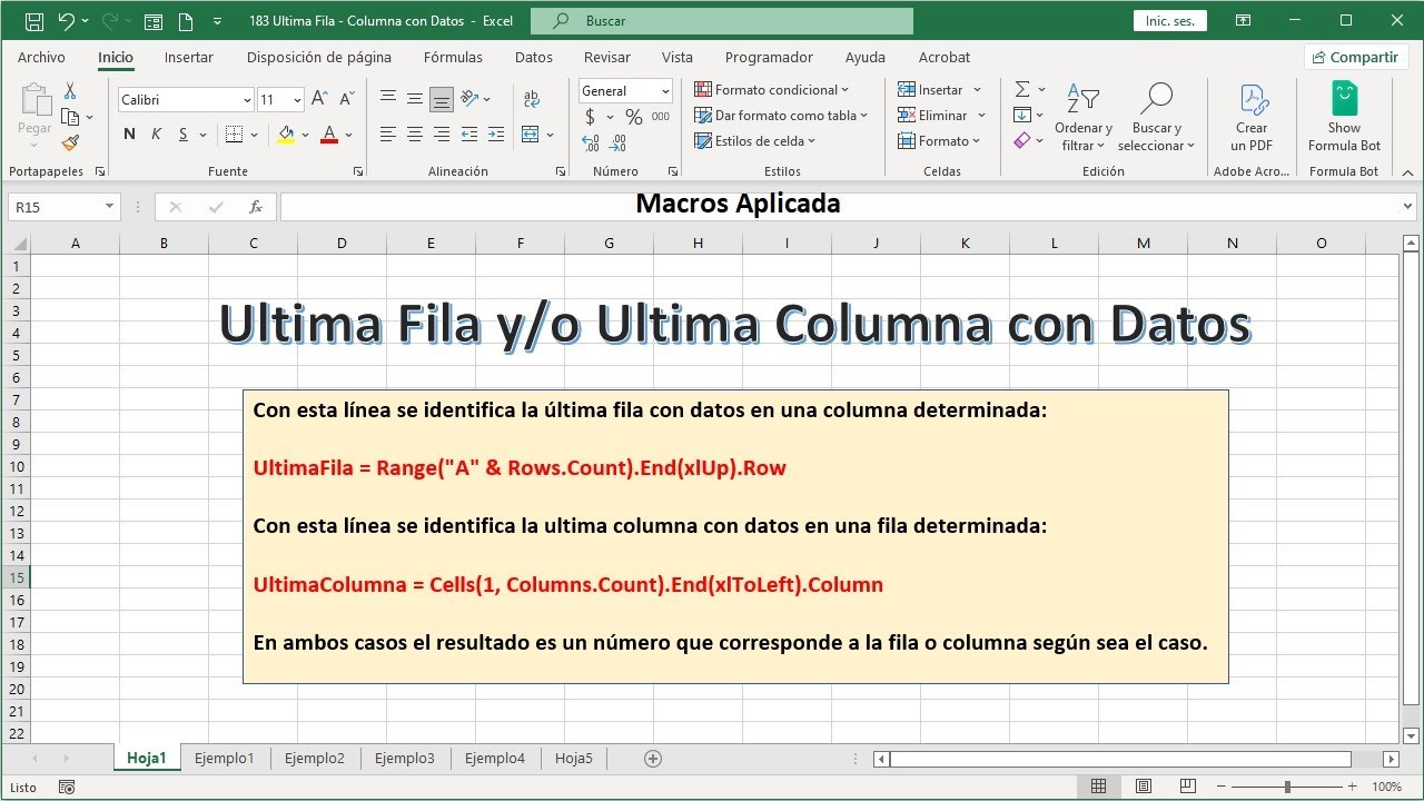 Identificar Ultima Fila - Columna con Datos