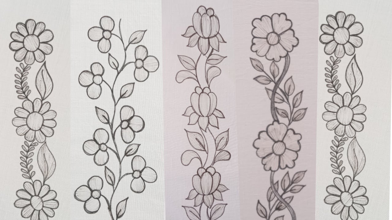 Hand embroidery beautiful border designs,Very pretty border embroidery for dress,Elegant embroidery