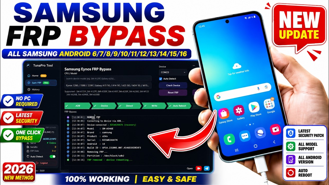 Samsung Frp Android 16 Free Tool | Samsung Frp Bypass New Security 2026 | Android 16/15/14/13 🔥