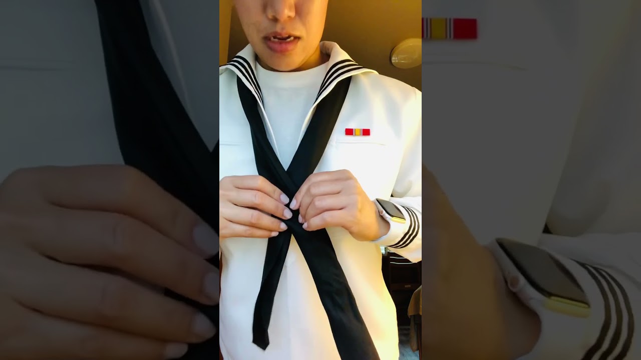 How to tie a square knot for navy uniform #uniform #hm #squareknot #skills #navyupdate #military