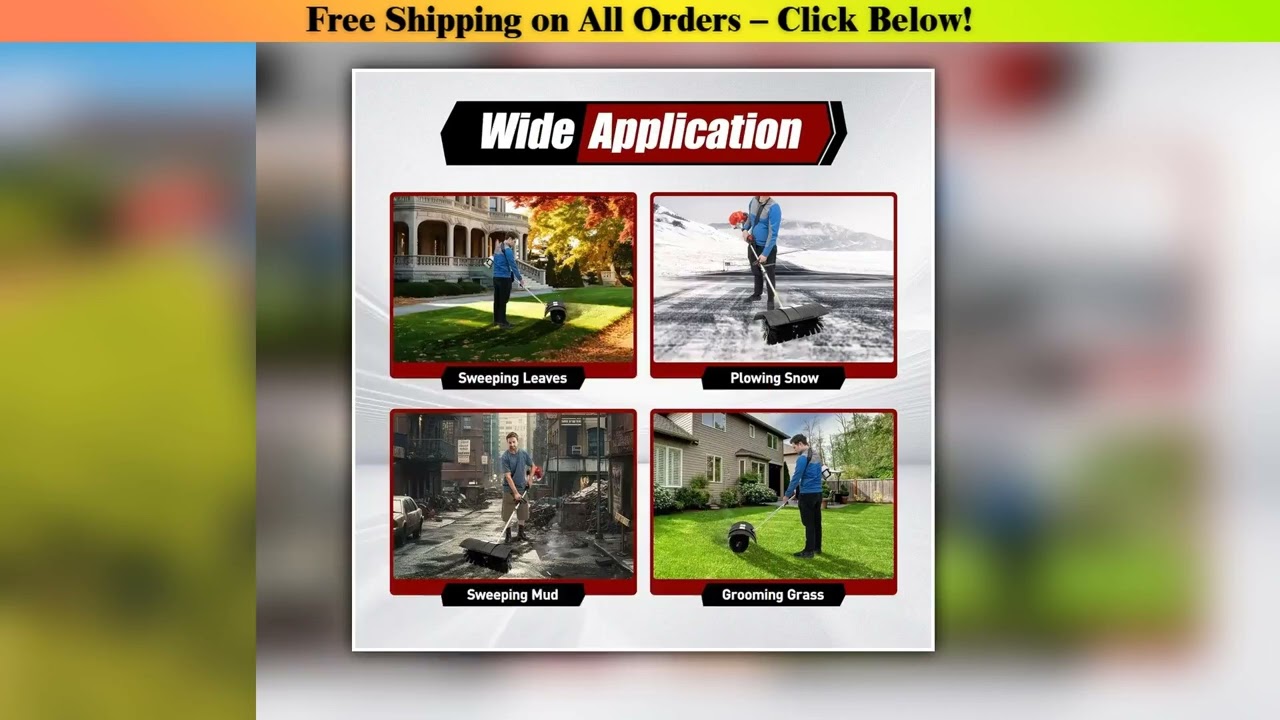 52CC 2 Stroke Gas Handheld Sweeper Broom, 1700W 2.3HP Gas Powered Artificial Lawn Sweeper, Outdoor