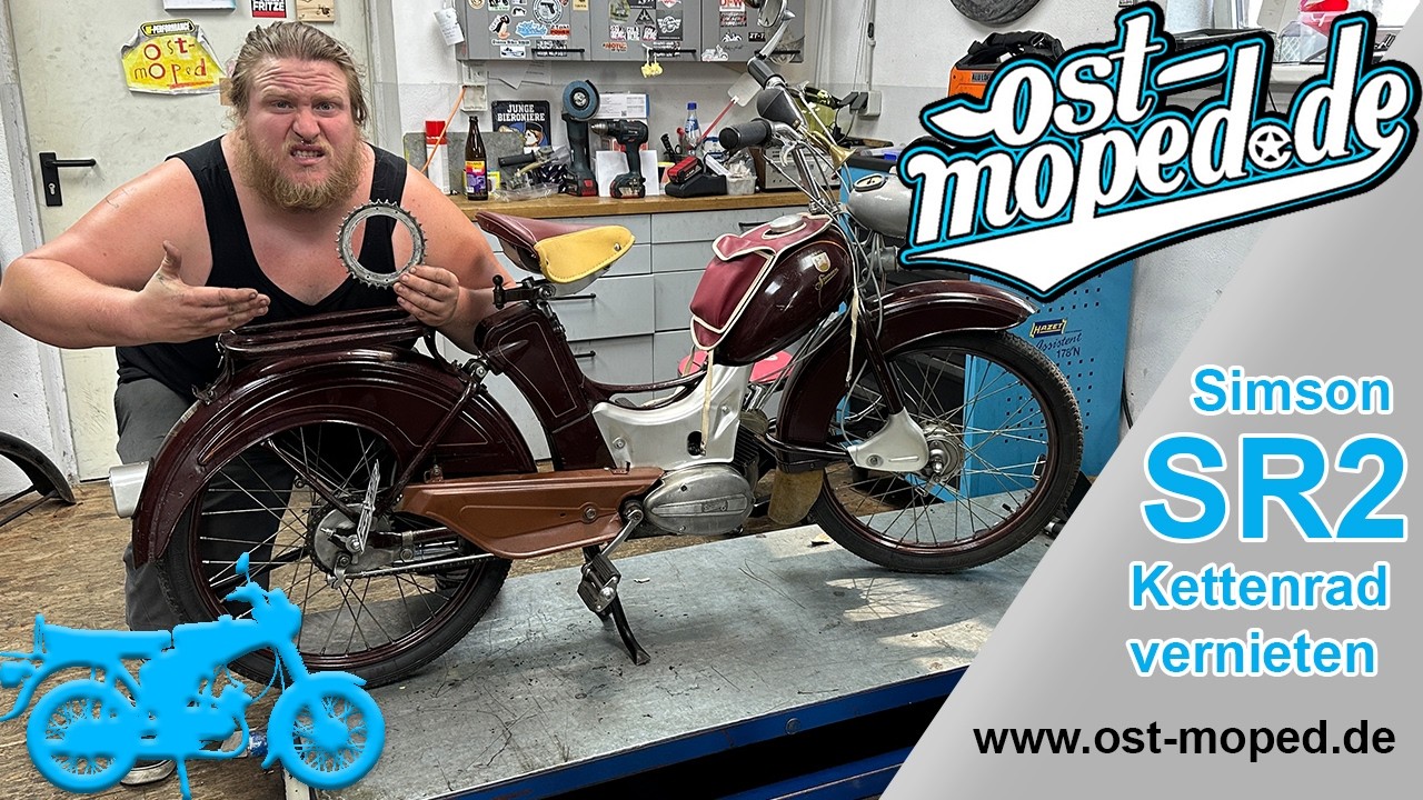 Simson SR2E | Vernietetes Kettenrad wechseln | ost-moped.de