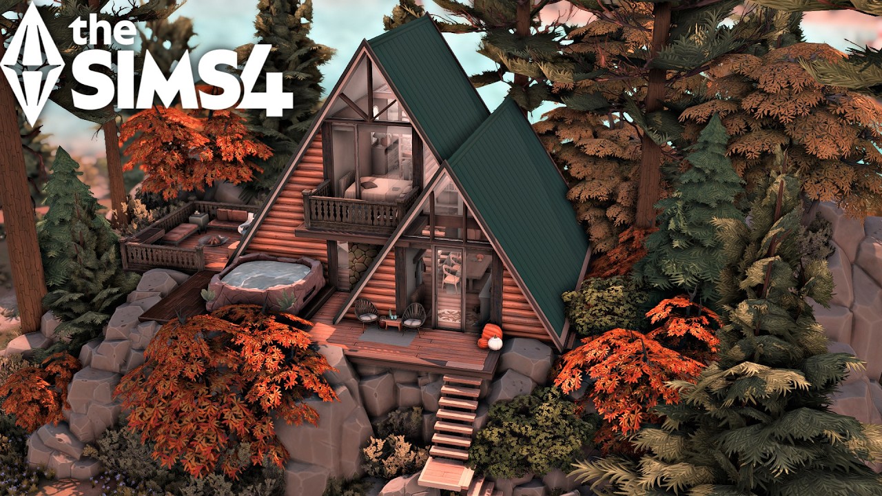 Autumn A-Frame House | The Sims 4 | Stop Motion Speed Build | No CC