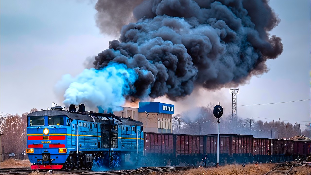 INSANE OLD DIESEL LOCOMOTIVE Cold Starts I Exploding Smoke & Thunder! 🔥