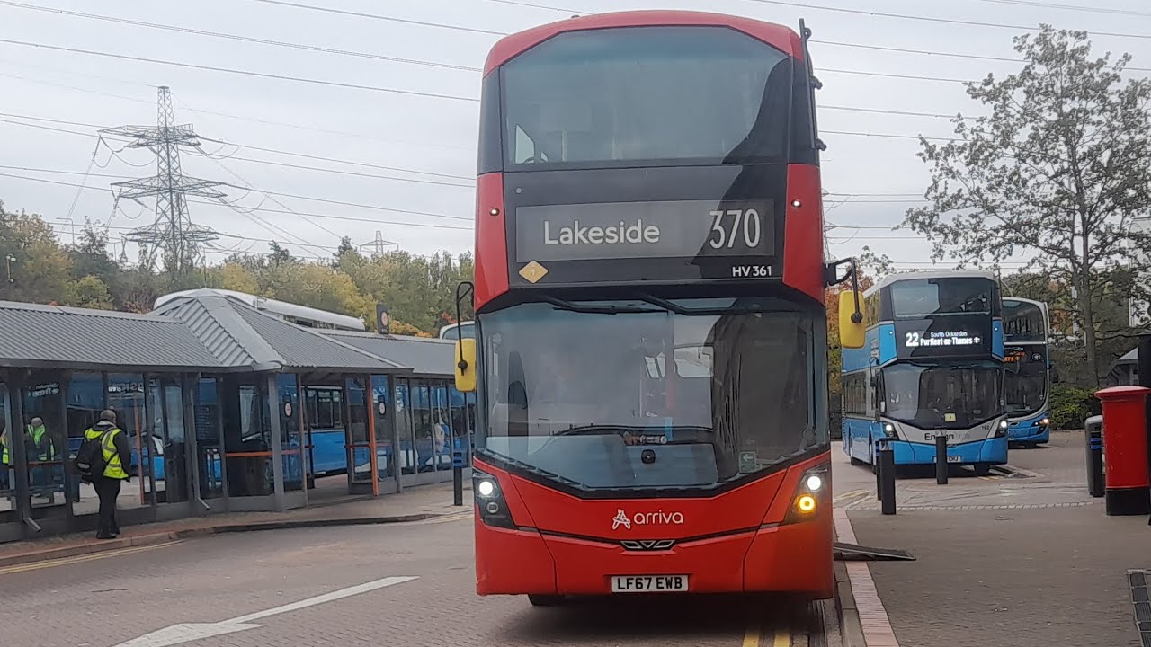 FULL ROUTE VISAUL: London bus route 370 Romford mercury Gardens- Lakeside Shopping Centre 