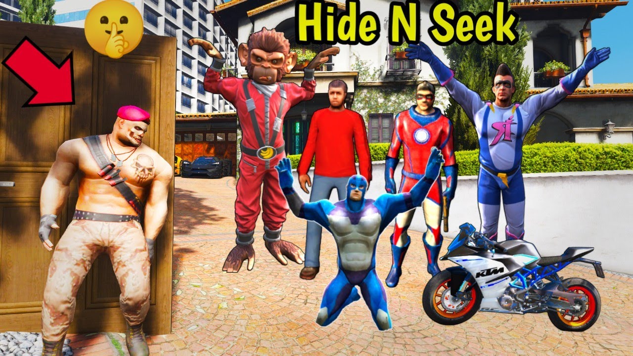 Rope Hero Plays 'Hide N Seek' in Michael's House in Gta V 🤫 | Rope Hero Vice Town | Gamer Blasty